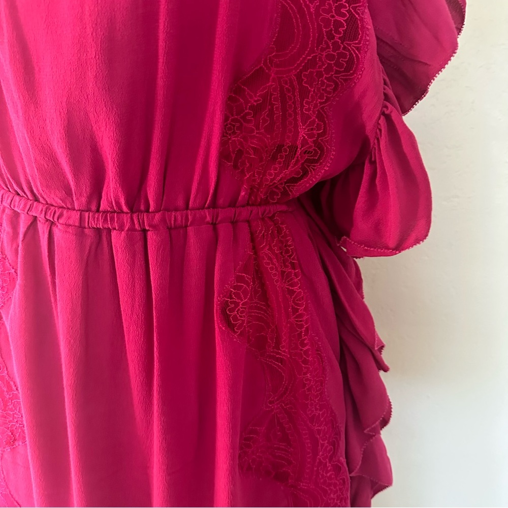 IRO Zestful Short Sleeve Ruffle Mini Dress Fushia S - Picture 8 of 13